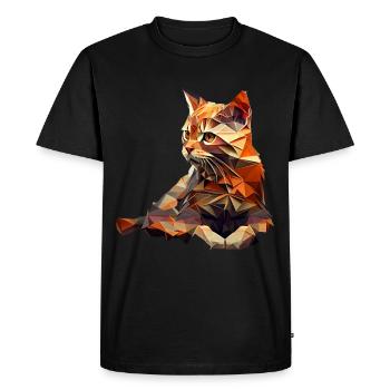 Cat Cats Kitten Polygon Cat - Men's Premium Organic T-Shirt - black - Front - Nico (187cm)