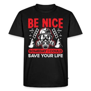 Firefighter Someday I Save Your Life Firefighter - Men's Premium Organic T-Shirt - black - Front - Nico (187cm)