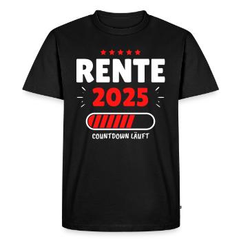 Rente 2025 - Der Countdown läuft! Das lustige - Männer Premium Bio T-Shirt - Schwarz - Vorne - Nico (187cm)