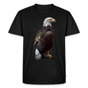 Conception polygonale cool avec un pygargue à tête blanche - T-shirt Premium bio Homme - noir - Devant - Nico (187cm)