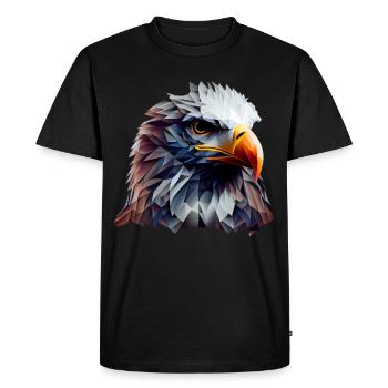 Conception polygonale cool avec un pygargue à tête blanche - T-shirt Premium bio Homme - noir - Devant - Nico (187cm)