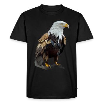 Conception polygonale cool avec un pygargue à tête blanche - T-shirt Premium bio Homme - noir - Devant - Nico (187cm)