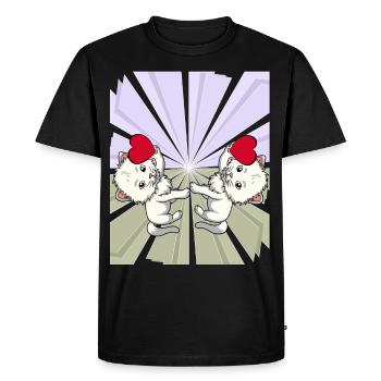 Heart Cats Félicitations Anniversaire - T-shirt Premium bio Homme - noir - Devant - Nico (187cm)