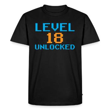 Niveau 18 Débloqué Célébration Dix-huit - T-shirt Premium bio Homme - noir - Devant - Nico (187cm)