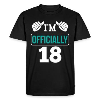Je suis officiellement 18 ans dix-huit fête - T-shirt Premium bio Homme - noir - Devant - Nico (187cm)