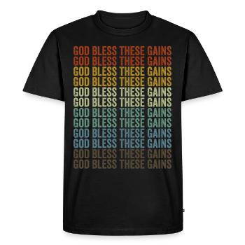 Que Dieu bénisse ces gains Fitness Workout Christian - T-shirt Premium bio Homme - noir - Devant - Nico (187cm)
