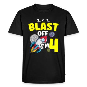 Je suis 4 Science Future Scientist Joyeux anniversaire - T-shirt Premium bio Homme - noir - Devant - Nico (187cm)