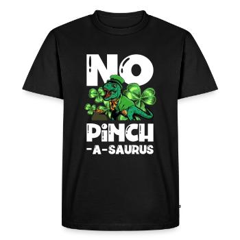 No Pinchasaurus Dinosaur-Irish St. - Men's Premium Organic T-Shirt - black - Front - Nico (187cm)