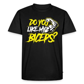 Aimez-vous mes biceps boucles muscles dictons - T-shirt Premium bio Homme - noir - Devant - Nico (187cm)