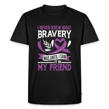 Bravoure Épilepsie Ruban violet Épileptique - T-shirt Premium bio Homme - noir - Devant - Nico (187cm)