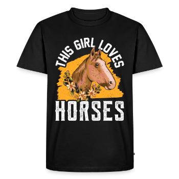 Cette fille aime l’équitation - T-shirt Premium bio Homme - noir - Devant - Nico (187cm)