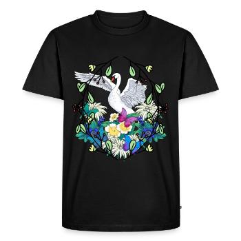 Early Spring Swan Birds Wildlife Nature Birds - Men's Premium Organic T-Shirt - black - Front - Nico (187cm)
