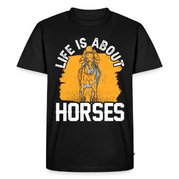La vie consiste à monter à cheval - T-shirt Premium bio Homme - noir - Devant - Nico (187cm)