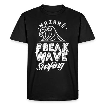 Nazaré Freak Wave Surfing Waves Surfing Surfer - Men's Premium Organic T-Shirt - black - Front - Nico (187cm)
