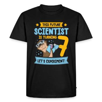 Ce futur scientifique fête ses 7 ans. - T-shirt Premium bio Homme - noir - Devant - Nico (187cm)