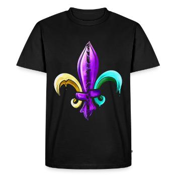 Fleur de lis dorée, violette et verte - T-shirt Premium bio Homme - noir - Devant - Nico (187cm)
