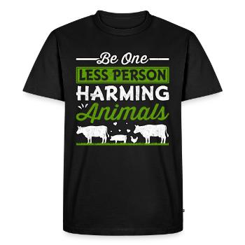 Be one less person harming animals - Men's Premium Organic T-Shirt - black - Front - Nico (187cm)