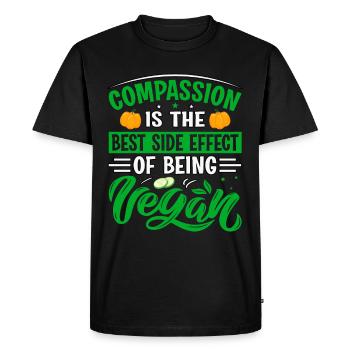 Compassion is the best side effect of being vegan - Men's Premium Organic T-Shirt - black - Front - Nico (187cm)