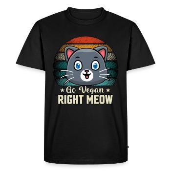 Devenir végétalien miaulement droit - T-shirt Premium bio Homme - noir - Devant - Nico (187cm)