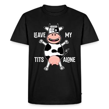 Laisse mes seins tranquilles - T-shirt Premium bio Homme - noir - Devant - Nico (187cm)