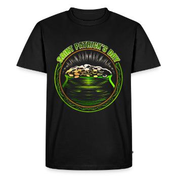 Pot Of Gold Logo For St Patrick's Day - Men's Premium Organic T-Shirt - black - Front - Nico (187cm)