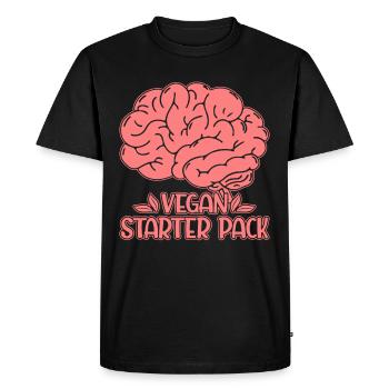 Pack de démarrage végétalien - T-shirt Premium bio Homme - noir - Devant - Nico (187cm)
