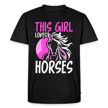 Cette fille aime les chevaux maman cheval - T-shirt Premium bio Homme - noir - Devant - Nico (187cm)