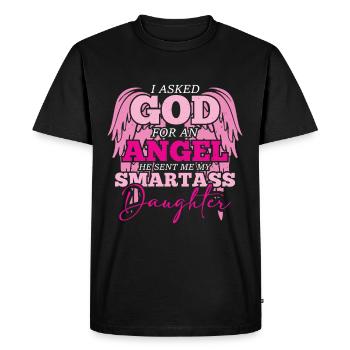 J’ai demandé à Dieu un ange, il a envoyé un sage - T-shirt Premium bio Homme - noir - Devant - Nico (187cm)