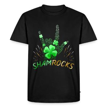 Shamrock Clover Sham Rocks Sign Of Horns St - Men's Premium Organic T-Shirt - black - Front - Nico (187cm)