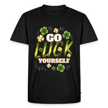 Shamrock Allez vous porter chance le jour de la Saint-Patrick - T-shirt Premium bio Homme - noir - Devant - Nico (187cm)