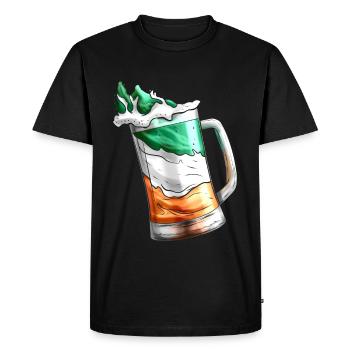 Irish Flag Coloured Glass Of Beer On St Patricks - Men's Premium Organic T-Shirt - black - Front - Nico (187cm)
