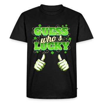 Two Thumps Showing Guess Who's Lucky On St - Men's Premium Organic T-Shirt - black - Front - Nico (187cm)