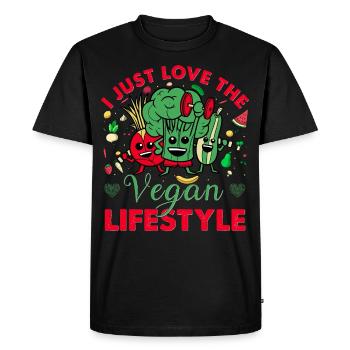J’adore le style de vie végétalien - T-shirt Premium bio Homme - noir - Devant - Nico (187cm)