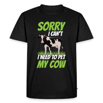 Ne puis-je pas avoir à caresser mes vaches - T-shirt Premium bio Homme - noir - Devant - Nico (187cm)