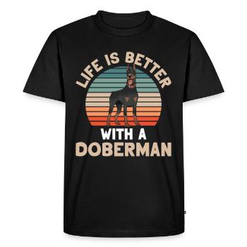 Life is better with a Doberman dogs - Men's Premium Organic T-Shirt - black - Front - Nico (187cm)