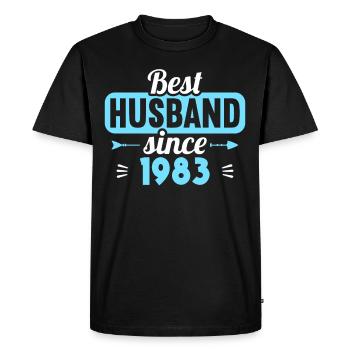 40e anniversaire de mariage Meilleur mari depuis 1983 - T-shirt Premium bio Homme - noir - Devant - Nico (187cm)