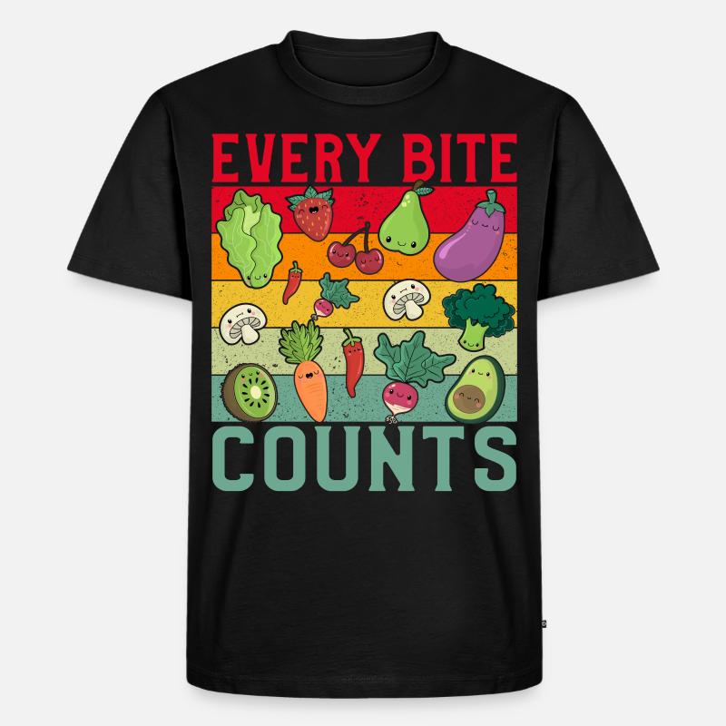 Every Bite Counts Vegan - Männer Premium Bio T-Shirt - Schwarz