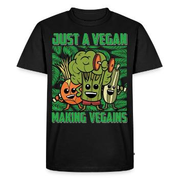 Juste un végétalien qui fait des Vegains - T-shirt Premium bio Homme - noir - Devant - Nico (187cm)
