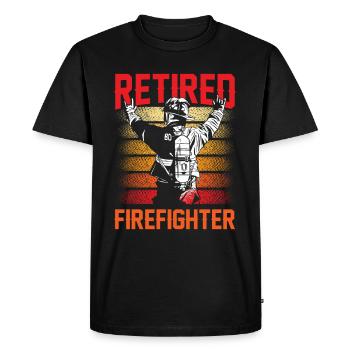 Pompier retraité Retraité Pensionné des pompiers - T-shirt Premium bio Homme - noir - Devant - Nico (187cm)