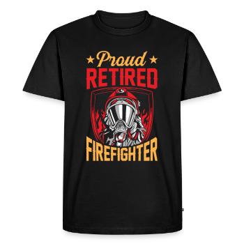 Proud retired firefighter Retirement pensioner - Men's Premium Organic T-Shirt - black - Front - Nico (187cm)
