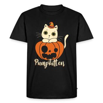 Pompe Chaton Citrouille aigre-douce ou aigre chat - T-shirt Premium bio Homme - noir - Devant - Nico (187cm)