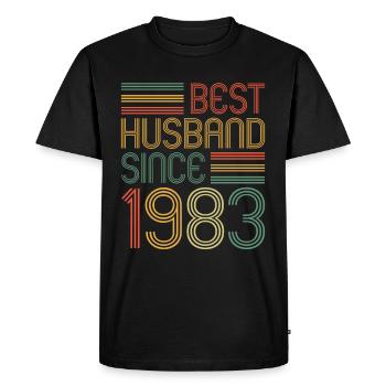 40e anniversaire de mariage Meilleur mari depuis 1983 - T-shirt Premium bio Homme - noir - Devant - Nico (187cm)