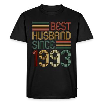 30th Wedding Anniversary Best Husband since 1993 - Men's Premium Organic T-Shirt - black - Front - Nico (187cm)