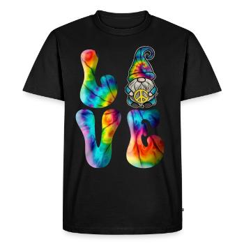 Gnome Love Peace Tie Dye - Men's Premium Organic T-Shirt - black - Front - Nico (187cm)