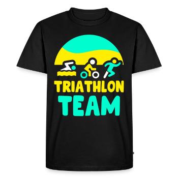 Triathlète de l’équipe de triathlon Triathlète de triathlon - T-shirt Premium bio Homme - noir - Devant - Nico (187cm)
