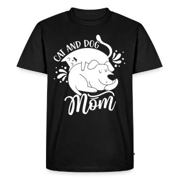 Chat et chien Maman Amants Chats Chiens - T-shirt Premium bio Homme - noir - Devant - Nico (187cm)