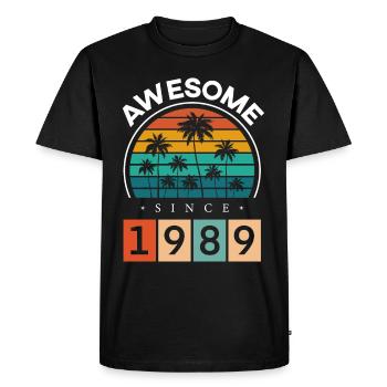 1989 Anniversaire Né Année de naissance millésime - T-shirt Premium bio Homme - noir - Devant - Nico (187cm)