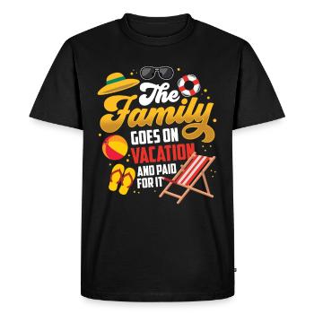 La famille part en vacances et j’ai payé - T-shirt Premium bio Homme - noir - Devant - Nico (187cm)