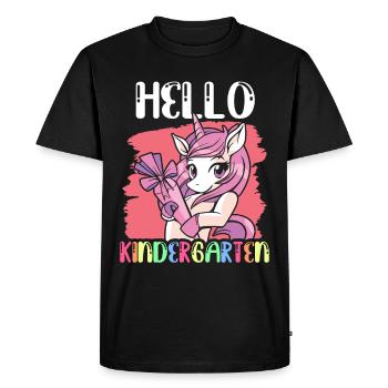 Hello Kindergarten Humor Children Sweet Sayings - Men's Premium Organic T-Shirt - black - Front - Nico (187cm)