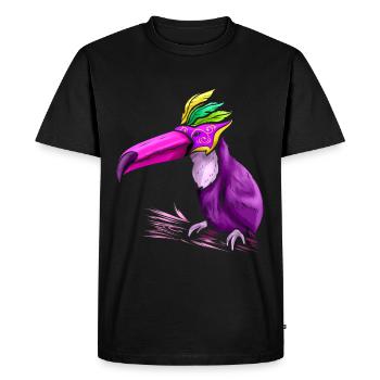 Purple Tucan With Mask For Mardi Gras - Men's Premium Organic T-Shirt - black - Front - Nico (187cm)